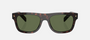 Prada PR B12S 17N20G square sunglasses for men in full rim acetate, with havana frame, and green lenses. 55mm in lens size, 19mm in bridge size, and 145mm in temple length.