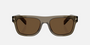 Prada PR B12S 18T70F square sunglasses for men in full rim acetate, with transparent brown frame, and dark brown lenses. 55mm in lens size, 19mm in bridge size, and 145mm in temple length.