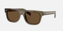 Prada PR B12S 18T70F square sunglasses for men in full rim acetate, with transparent brown frame, and dark brown lenses. 55mm in lens size, 19mm in bridge size, and 145mm in temple length.
