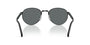 Prada PR B51S 1AB5Z1 oval sunglasses for men in full rim metal, with glossy black frame, and black lenses. 53mm in lens size, 21mm in bridge size, and 145mm in temple length.