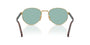 Prada PR B51S 5AK40K oval sunglasses for men in full rim metal, with shiny gold frame, and green lenses. 53mm in lens size, 21mm in bridge size, and 145mm in temple length.