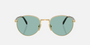 Prada PR B51S 5AK40K oval sunglasses for men in full rim metal, with shiny gold frame, and green lenses. 53mm in lens size, 21mm in bridge size, and 145mm in temple length.