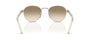 Prada PR B52S 1BC80K round sunglasses for women in full rim steel, with silver frame, and light yellow with brown lenses. 49mm in lens size, 21mm in bridge size, and 145mm in temple length.