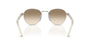 Prada PR B52S 1BC80K round sunglasses for women in full rim steel, with silver frame, and light yellow with brown lenses. 49mm in lens size, 21mm in bridge size, and 145mm in temple length.