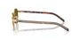 Prada PR B52S 5AK09Z round sunglasses for women in full rim steel, with gold frame, and dark brown lenses.