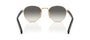 Prada PR B52S ZVN02C round sunglasses for women in full rim steel, with pale gold frame, and grey gradient lenses. 49mm in lens size, 21mm in bridge size, and 145mm in temple length.