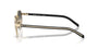 Prada PR B52S ZVN02C round sunglasses for women in full rim steel, with pale gold frame, and grey gradient lenses. 49mm in lens size, 21mm in bridge size, and 145mm in temple length.