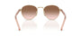 Prada PR B52S ZVN0A6 round sunglasses for women in full rim steel, with pale gold frame, and brown gradient lenses. 49mm in lens size, 21mm in bridge size, and 145mm in temple length.