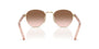 Prada PR B52S ZVN0A6 round sunglasses for women in full rim steel, with pale gold frame, and brown gradient lenses. 49mm in lens size, 21mm in bridge size, and 145mm in temple length.