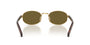 Prada PR B53S 5AK09Z oval sunglasses for women in full rim steel, with gold frame, and dark brown lenses.