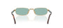 Prada PR B54S 5AK40K rectangular sunglasses for men in full rim metal, with gold frame, and petrol green lenses. 54mm in lens size, 20mm in bridge size, and 145mm in temple length.