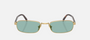 Prada PR B54S 5AK40K rectangular sunglasses for men in full rim metal, with gold frame, and petrol green lenses. 54mm in lens size, 20mm in bridge size, and 145mm in temple length.