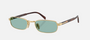 Prada PR B54S 5AK40K rectangular sunglasses for men in full rim metal, with gold frame, and petrol green lenses. 54mm in lens size, 20mm in bridge size, and 145mm in temple length.