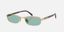 Prada PR B54S 5AK40K rectangular sunglasses for men in full rim metal, with gold frame, and petrol green lenses. 54mm in lens size, 20mm in bridge size, and 145mm in temple length.