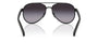Prada PR B57S AAV90A pilot sunglasses for women in full rim steel, with black frame, and grey gradient lenses. 59mm in lens size, 15mm in bridge size, and 145mm in temple length.