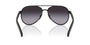 Prada PR B57S AAV90A pilot sunglasses for women in full rim steel, with black frame, and grey gradient lenses. 59mm in lens size, 15mm in bridge size, and 145mm in temple length.