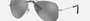Ray-Ban Junior Aviator Kids RJ9506S 212/6G pilot sunglasses for kids in full rim metal, with polished silver frame, and grey/silver lenses. 52mm in lens size, 14mm in bridge size, and 125mm in temple length.