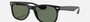 Ray-Ban Junior New Wayfarer Kids RJ9052S 100/71 square sunglasses for kids in full rim injected, with polished black frame, and dark green lenses. 47mm in lens size, 15mm in bridge size, and 125mm in temple length.