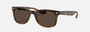 Ray-Ban Junior New Wayfarer Kids RJ9052S 152/73 square sunglasses for kids in full rim injected, with polished havana frame, and dark brown lenses. 47mm in lens size, 15mm in bridge size, and 125mm in temple length.