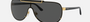 Versace VE2140 100287 pilot sunglasses for men in semi-rimless metal, with gold frame, and dark grey lenses. 140mm in lens size, 0mm in bridge size, and 135mm in temple length.