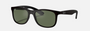 Ray-Ban Junior RJ9062S 701371 square sunglasses for kids in full rim injected, with matte black frame, and dark green lenses. 48mm in lens size, 16mm in bridge size, and 125mm in temple length.