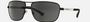 Emporio Armani EA 2033 309487 rectangular sunglasses for men in full rim metal, with rubber black frame, and grey lenses. 64mm in lens size, 15mm in bridge size, and 130mm in temple length.