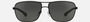 Emporio Armani EA 2033 309487 rectangular sunglasses for men in full rim metal, with rubber black frame, and grey lenses. 64mm in lens size, 15mm in bridge size, and 130mm in temple length.