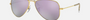 Ray-Ban Junior Aviator Kids RJ9506S 249/4V pilot sunglasses for kids in full rim metal, with matte gold frame, and lilac flash lenses. 52mm in lens size, 14mm in bridge size, and 125mm in temple length.
