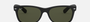 Ray-Ban New Wayfarer RB2132 622 square sunglasses for unisex in full rim plastic, with matte rubber black frame, and green lenses. 55mm in lens size, 18mm in bridge size, and 145mm in temple length.