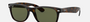 Ray-Ban New Wayfarer RB2132 902 square sunglasses for unisex in full rim plastic, with havana frame, and green lenses. 52mm in lens size, 18mm in bridge size, and 145mm in temple length.