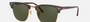 Ray-Ban Clubmaster Classic RB3016 W0366 square sunglasses for unisex in full rim plastic, with havana frame, and green lenses. 51mm in lens size, 21mm in bridge size, and 145mm in temple length.
