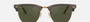 Ray-Ban Clubmaster Classic RB3016 W0365 clubmaster sunglasses for unisex in full rim plastic, with black on gold frame, and green lenses. 49mm in lens size, 21mm in bridge size, and 140mm in temple length.