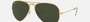 Ray-Ban Aviator Classic RB3025 001 aviator sunglasses for unisex in full rim metal, with gold frame, and green lenses. 62mm in lens size, 14mm in bridge size, and 140mm in temple length.