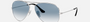 Ray-Ban Aviator Gradient RB3025 003/3F aviator sunglasses for unisex in full rim metal, with silver frame, and light blue gradient lenses. 55mm in lens size, 14mm in bridge size, and 135mm in temple length.