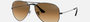 Ray-Ban Aviator Gradient RB3025 004/51 aviator sunglasses for unisex in full rim metal, with gunmetal frame, and light brown gradient lenses. 55mm in lens size, 14mm in bridge size, and 135mm in temple length.