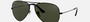 Ray-Ban Aviator Classic RB3025 L2823 aviator sunglasses for unisex in full rim metal, with black frame, and green lenses. 58mm in lens size, 14mm in bridge size, and 135mm in temple length.