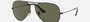 Ray-Ban Aviator Classic RB3025 W3361 aviator sunglasses for unisex in full rim metal, with matte black frame, and g-15 green lenses. 58mm in lens size, 14mm in bridge size, and 135mm in temple length.