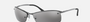 Ray-Ban RB3183 004/82 rectangular sunglasses for men in semi-rimless metal, with gunmetal frame, and silver mirror lenses. 63mm in lens size, 15mm in bridge size, and 125mm in temple length.