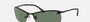 Ray-Ban RB3183 006/71 rectangular sunglasses for men in semi-rimless metal, with matte black frame, and green lenses. 63mm in lens size, 15mm in bridge size, and 125mm in temple length.