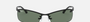 Ray-Ban RB3183 006/71 rectangular sunglasses for men in semi-rimless metal, with matte black frame, and green lenses. 63mm in lens size, 15mm in bridge size, and 125mm in temple length.