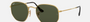 Ray-Ban Hexagonal Flat Lenses RB3548N 001 hexagonal sunglasses for unisex in full rim metal, with gold frame, and green lenses. 48mm in lens size, 21mm in bridge size, and 145mm in temple length.