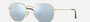 Ray-Ban Hexagonal Flat Lenses RB3548N 001/30 hexagonal sunglasses for unisex in full rim metal, with gold frame, and silver flash lenses. 51mm in lens size, 21mm in bridge size, and 145mm in temple length.