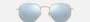 Ray-Ban Hexagonal Flat Lenses RB3548N 001/30 hexagonal sunglasses for unisex in full rim metal, with gold frame, and silver flash lenses. 51mm in lens size, 21mm in bridge size, and 145mm in temple length.