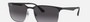 Ray-Ban RB3569 90048G square sunglasses for unisex in full rim metal, with black on silver frame, and grey gradient lenses. 59mm in lens size, 17mm in bridge size, and 145mm in temple length.