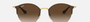 Ray-Ban RB3578 900913 round sunglasses for women in semi-rimless metal, with brown frame, and brown gradient lenses. 50mm in lens size, 22mm in bridge size, and 145mm in temple length.