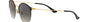Ray-Ban RB3578 187/11 round sunglasses for women in semi-rimless metal, with black on gold frame, and grey gradient lenses. 50mm in lens size, 22mm in bridge size, and 145mm in temple length.