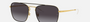 Ray-Ban RB3588 90548G square sunglasses for unisex in full rim metal, with black on gold frame, and grey lenses. 55mm in lens size, 19mm in bridge size, and 140mm in temple length.