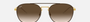 Ray-Ban RB3589 905513 round sunglasses for unisex in full rim metal, with brown on gold frame, and brown gradient dark brown lenses. 55mm in lens size, 18mm in bridge size, and 140mm in temple length.