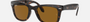 Ray-Ban Wayfarer Folding Classic RB4105 710 square sunglasses for men in full rim plastic, with light havana frame, and brown lenses. 50mm in lens size, 22mm in bridge size, and 140mm in temple length.
