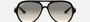 Ray-Ban Cats 5000 Classic RB4125 601/32 pilot sunglasses for men in full rim plastic, with black frame, and light grey gradient lenses. 59mm in lens size, 13mm in bridge size, and 140mm in temple length.
